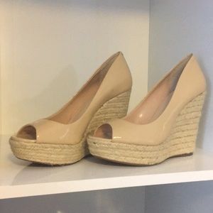 Vince Camuto wedge peep toe nude heels